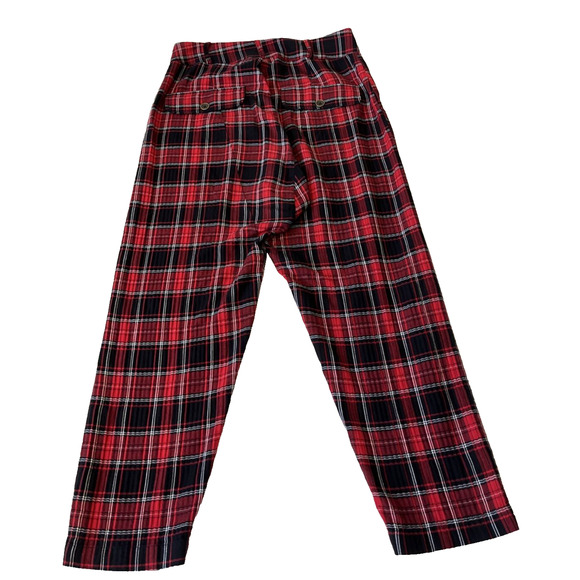 Zara Tartan Womens Tartan Plaid Crop Harem Pants Sz S Flat Front Pockets 80s - Picture 2 of 10